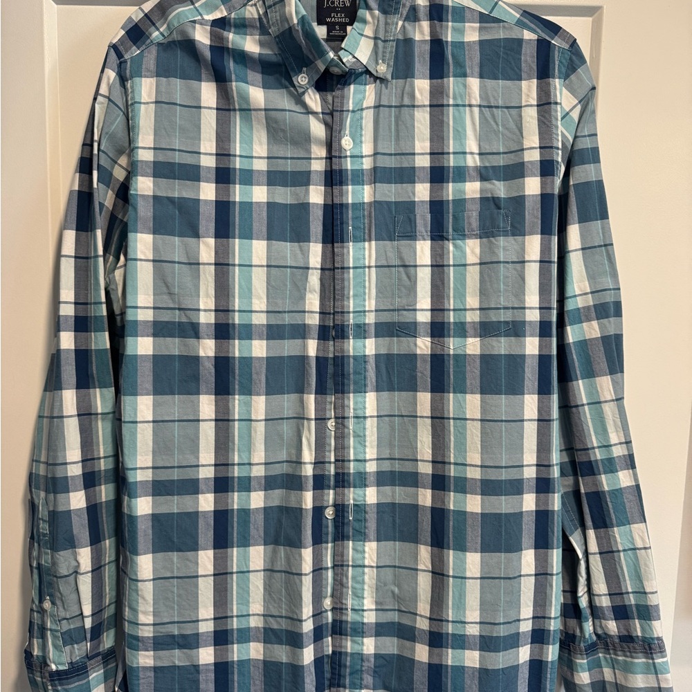 J. Crew Blue and White Casual Button Down Shirt